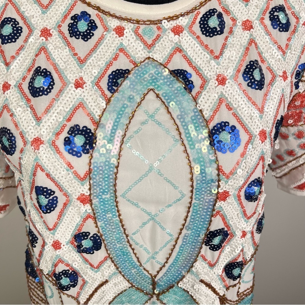 Karlie Sequin Boho Multicolor Patterned Shift Dre… - image 3